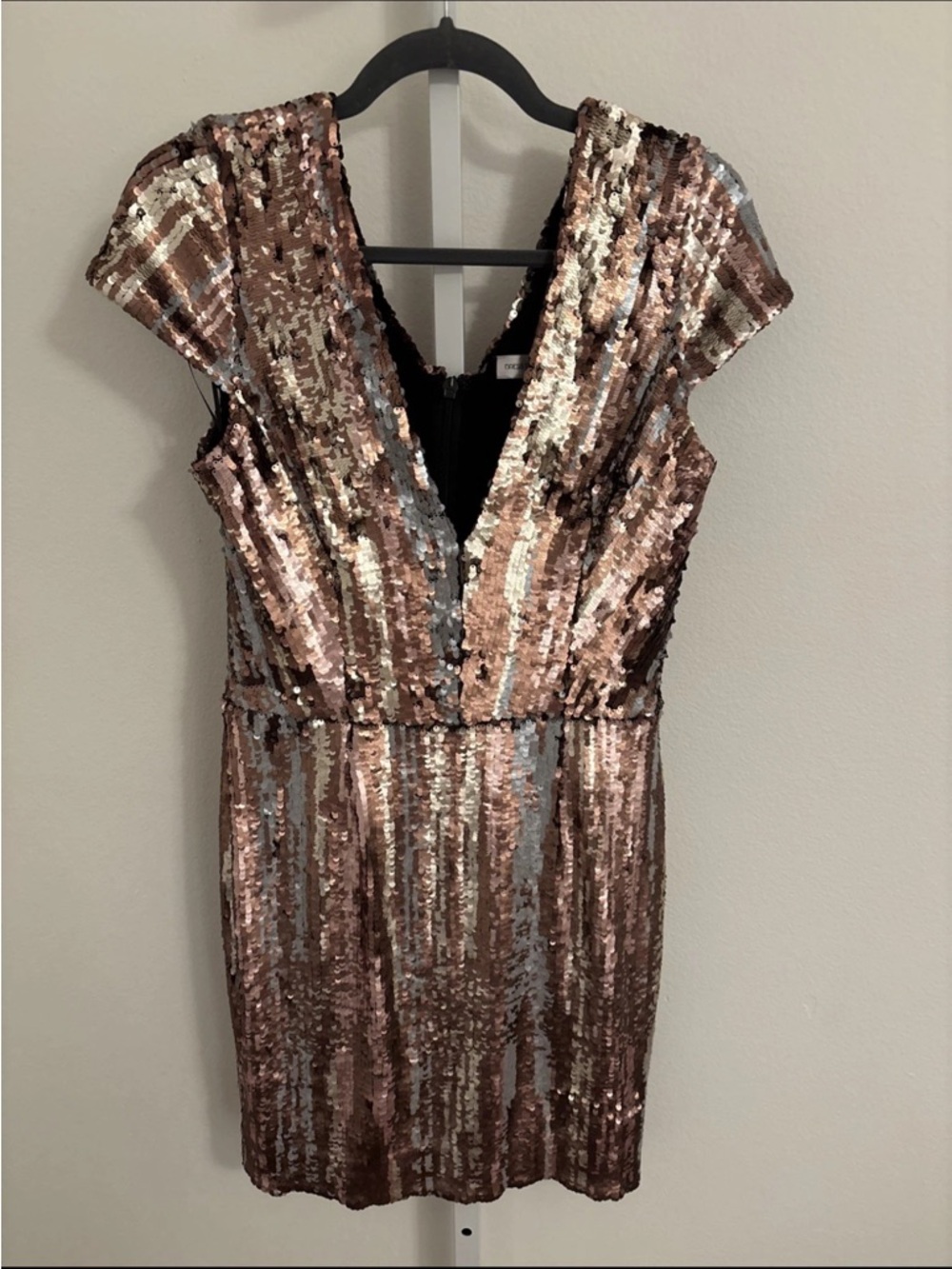 Dress The Population Women’s Sequin Matte Bronze Multi Dress SIZE LARGE